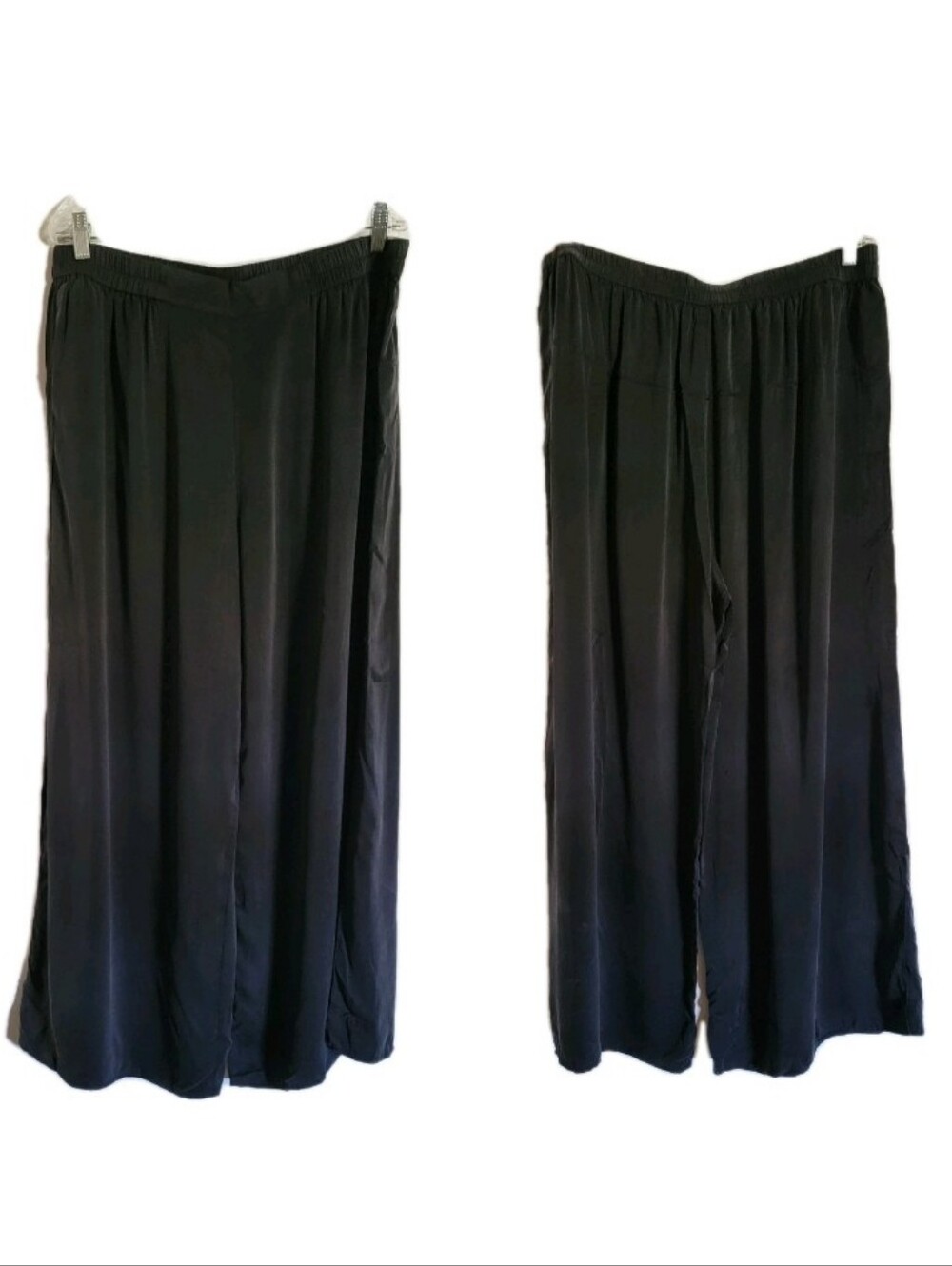 Lunya 100% Washable Silk Wide Leg Lounge Pants Side Slits Quiet Luxury Flowy